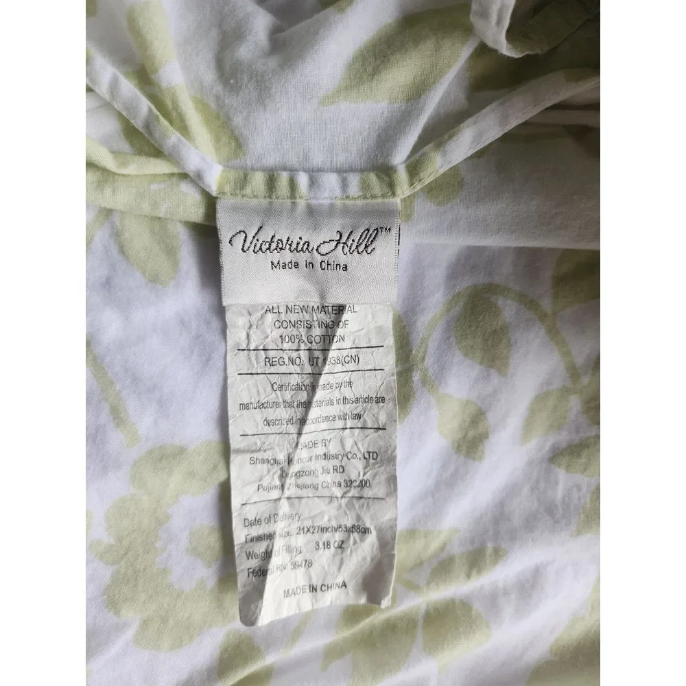 Pair Cottage Shabby Chic Farm Victoria Hill Std Quilted shams sage green & white